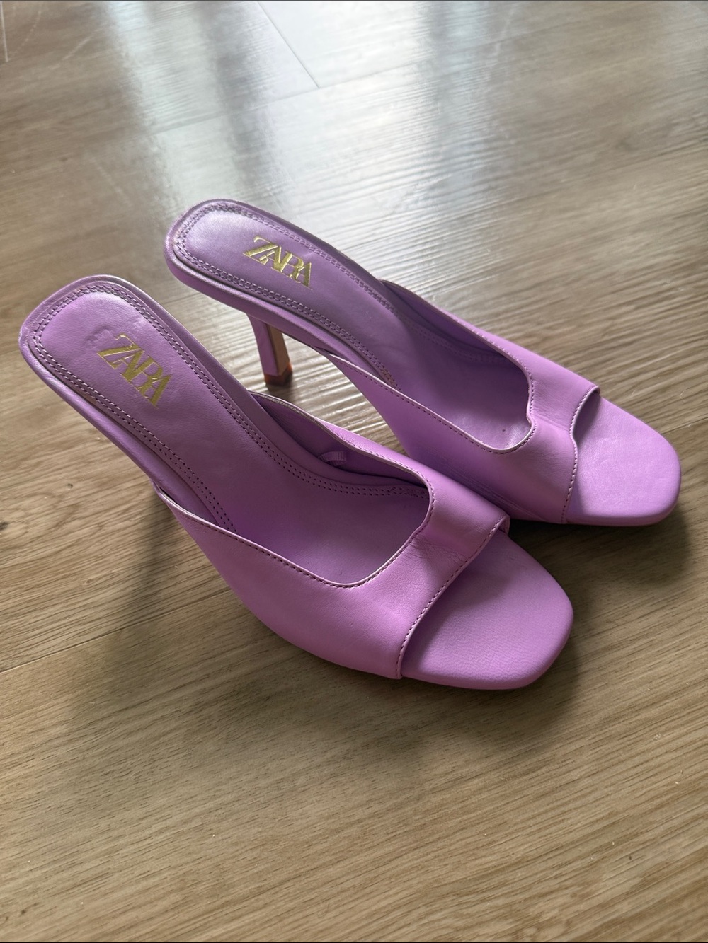 ZARA Lavender Open-Toe Mule Heels